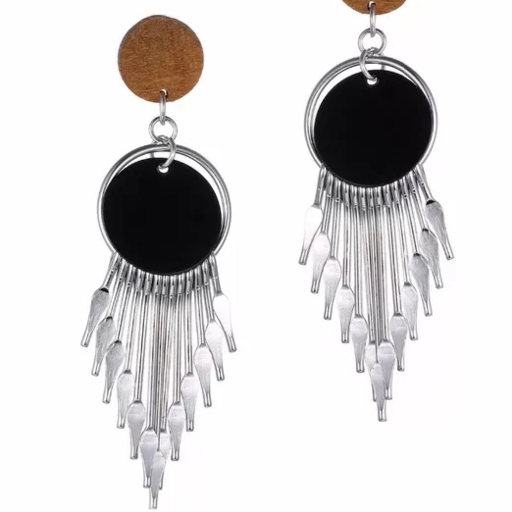 *2 for $15* Southwestern Wood Metal Drop Earrings